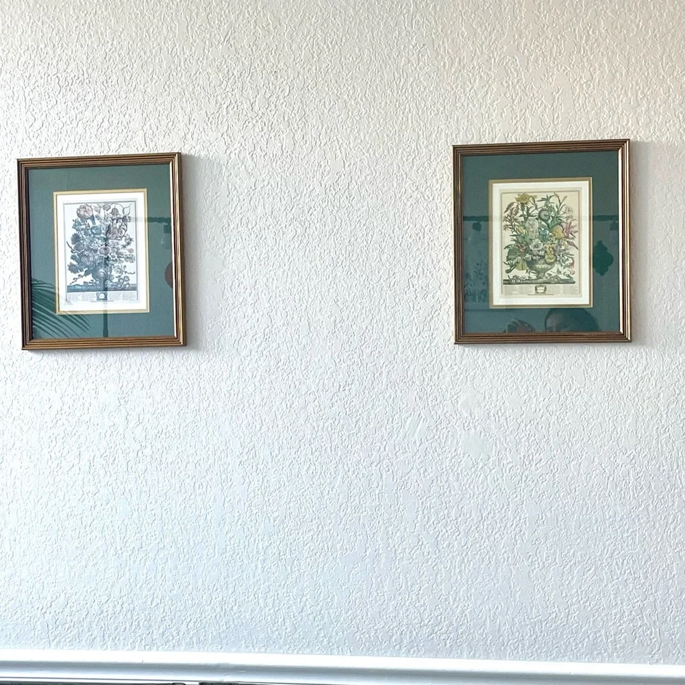 2 Framed Matted Vintage Floral Flower Botanical Bouquet Prints Litho Robert Furb - Picture 14 of 14
